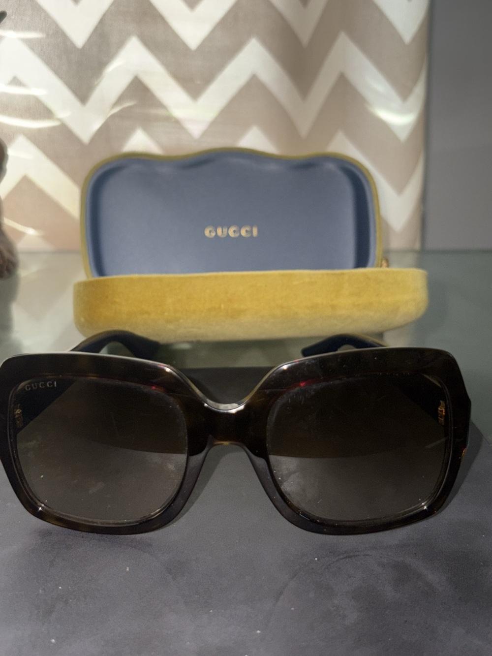 Gucci Women's Dark Tortoiseshell Oversized Sunglasses